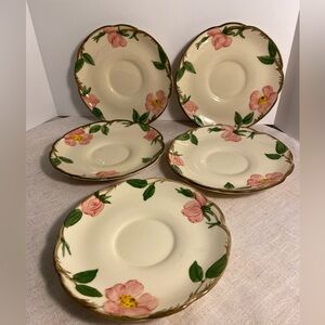 Vintage Franciscan Desert Rose 5 plate LOT teacup saucer plates pink floral MCM
